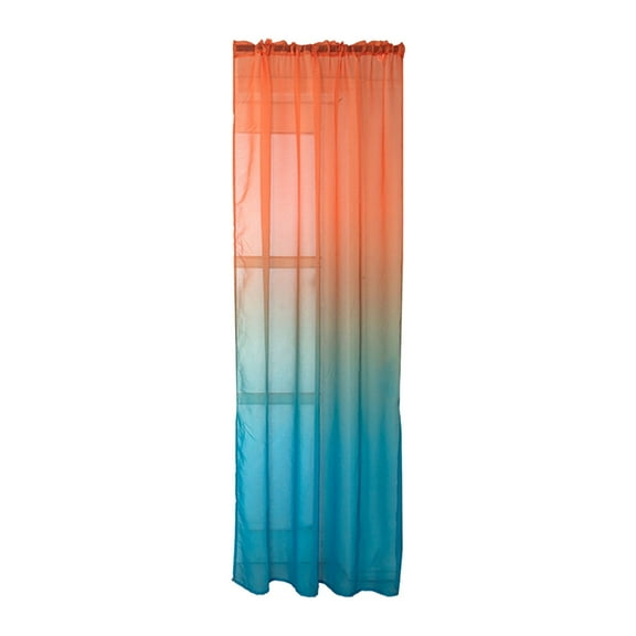 Fenull Gradient Curtains (Blue 100*200),Polyester Curtains Gradient Semi Voile Rod Pocket Curtains for Bedroom and Living Room Gradient Window Drapes Room Darkening Curtains for Living Room,Curtain