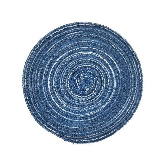Fenull Kitchen Mat, 1X Placemat, Home Round Insulation Placemat Pvc Linen Woven Placemat Waterproof Non-Slip Insulation Placemat 30Cm D Blue