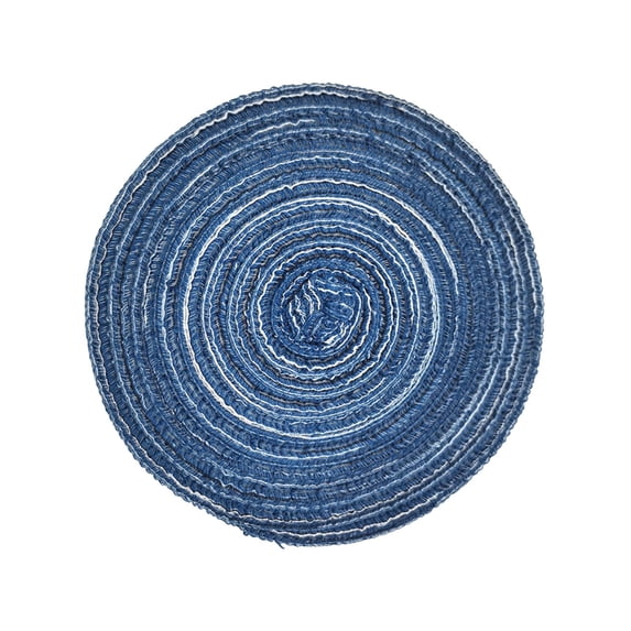 Fenull Kitchen Mat, 1X Placemat, Home Round Insulation Placemat Pvc Linen Woven Placemat Waterproof Non-Slip Insulation Placemat 30Cm D Blue