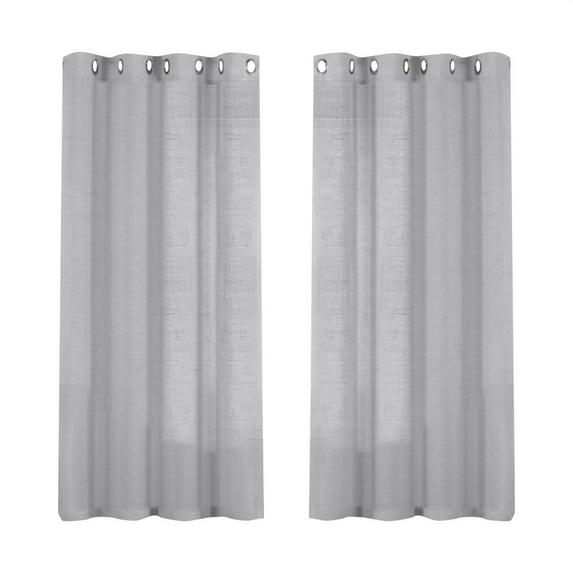 Fenull Linen tulle curtain 132X160cm gray,Linen Sheer Curtains 63 Inch Length Semi Sheer Curtains Silver Linen Curtain Panels for Living Room/Bedroom Light Filtering Curtains 2 Panels,Curtain