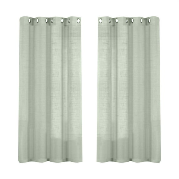 Fenull Linen tulle curtains 132X160cm Army Green,Linen Sheer Curtains 63 Inch Length Semi Sheer Curtains Silver Linen Curtain Panels for Living Room/Bedroom Light Filtering Curtains 2 Panels,Curtain