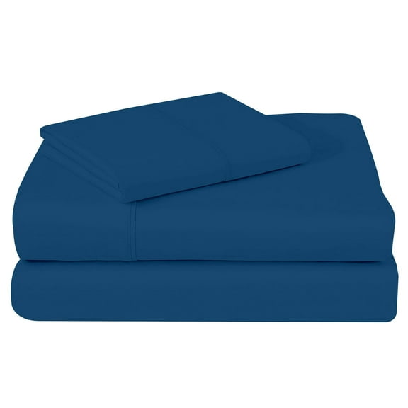 Fenull Navy Blue Twin,Plain Woolen Cloth Inlaid Four Piece Bed Set Bed Sheet Set
