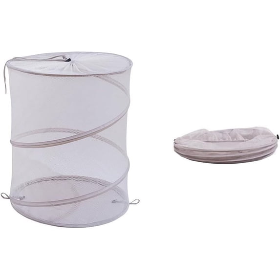 Fenull Small White Laundry Basket,Mesh Popup Laundry Hamper Foldable Dirty Clothes Basket Up Mesh Laundry Hamper Great for Kid Room/College Dorm/Travel,Laundry Basket