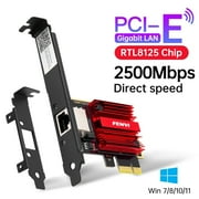Fenvi 2.5Gbps PCIe Network Card RTL8125 Lan Controller Gigabit Nic PCI-E x1 to RJ45 Ethernet Port for Gaming Desktop With Low Profile Bracket