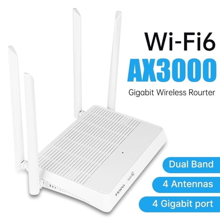 Fenvi AX3000 Wifi Router Dual Band 2.4GHz 5GHz Wifi 6 3000Mbps with Qualcomm IPQ5000 Chipset Wireless Internet Router Dual Core 1GHz for Home Office