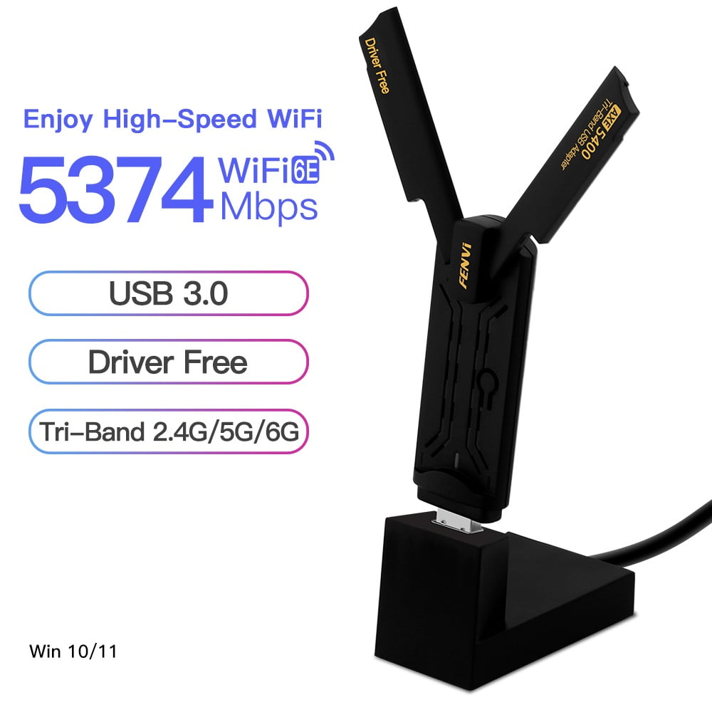 Fenvi-Adaptateur USB WiFi 6E AX5400 LeicBand 2.4G/5G/6GHz, dongle USB 3.0,  antenne à gain élevé, carte réseau sans fil, pilote gratuit