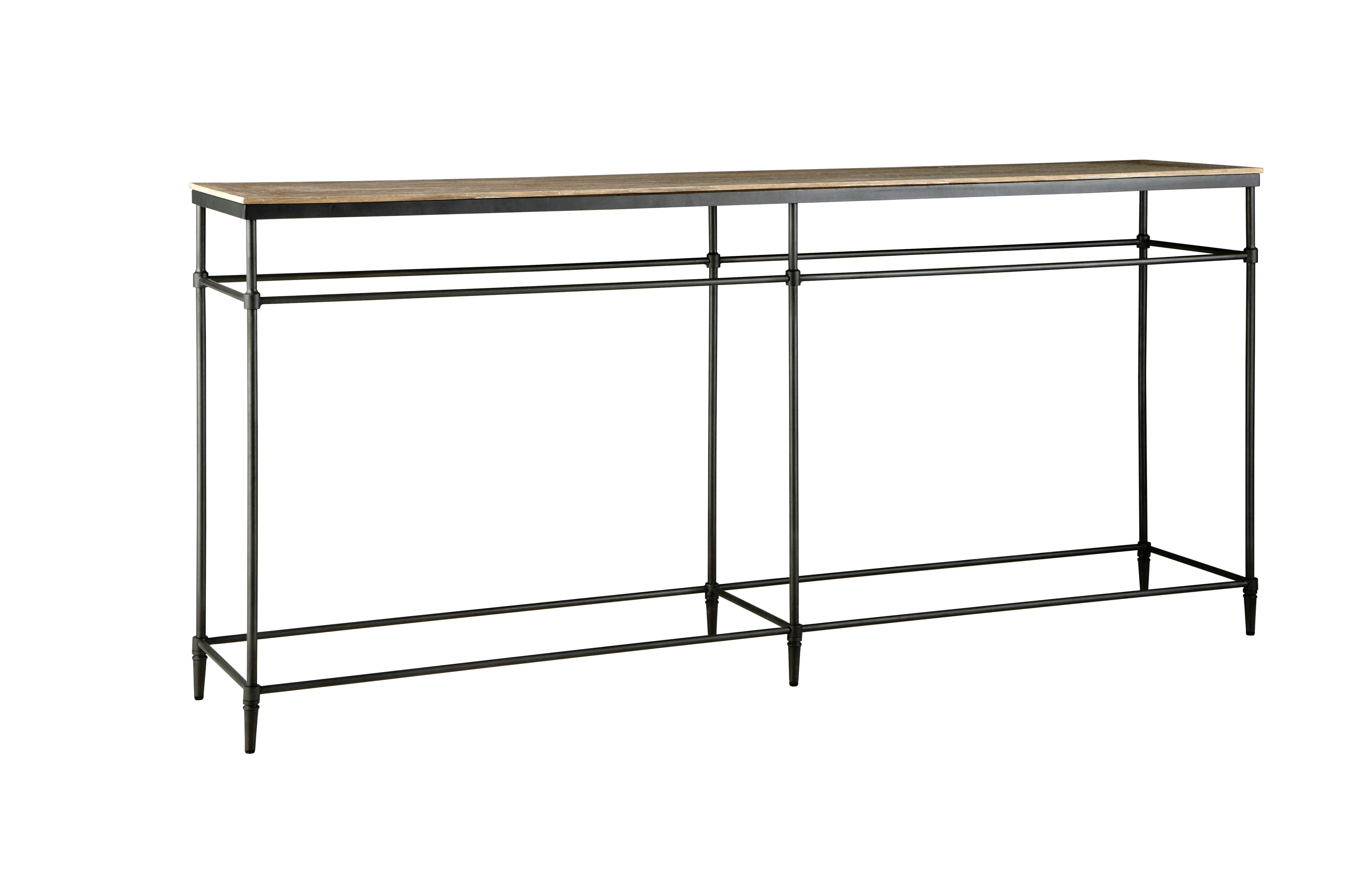 Fenway 74" Mango Wood and Gunmetal Metal Sofa Console Table