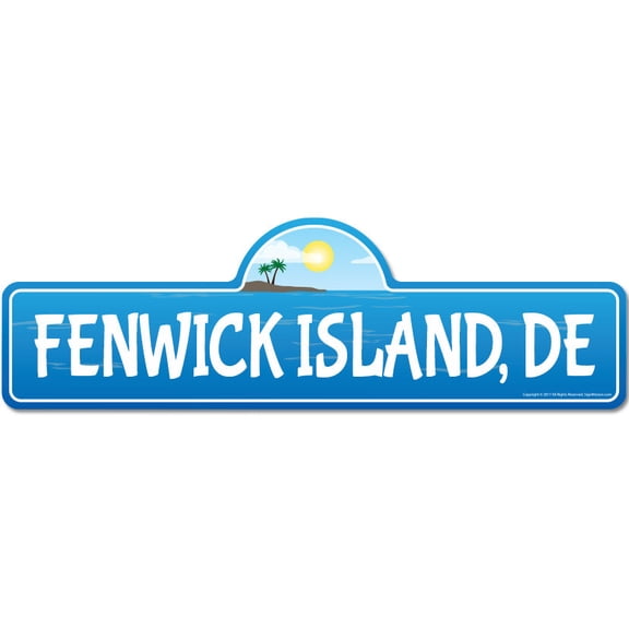 Fenwick Island DE Delaware Beach Street Sign | Indoor/Outdoor | Surfer Ocean Lover Décor For Beach House Garages Living Rooms Bedroom | Signmission Personalized Gift