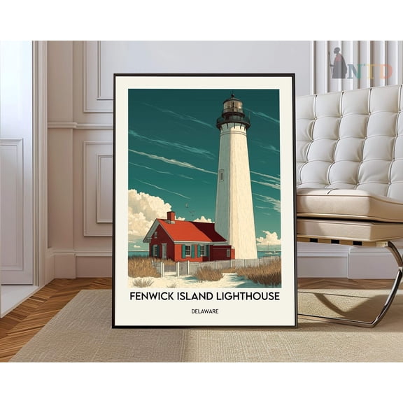 Fenwick Island Lighthouse Poster, Unframed Paper Poster 8x10in