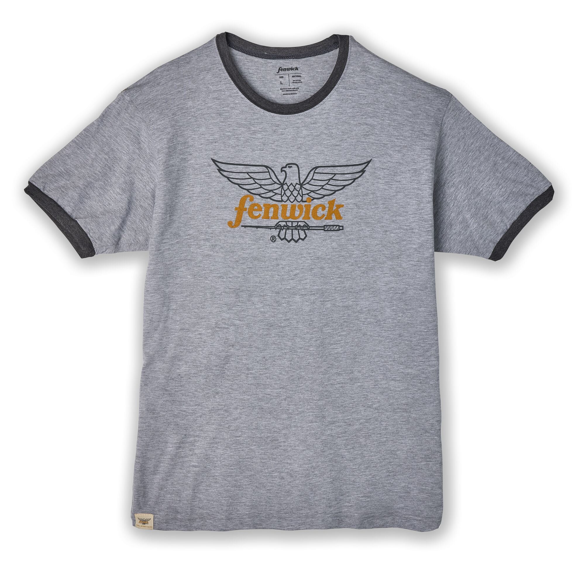 Fenwick Logo Short Sleeve Ringer T-Shirt, Heather Grey, Size M