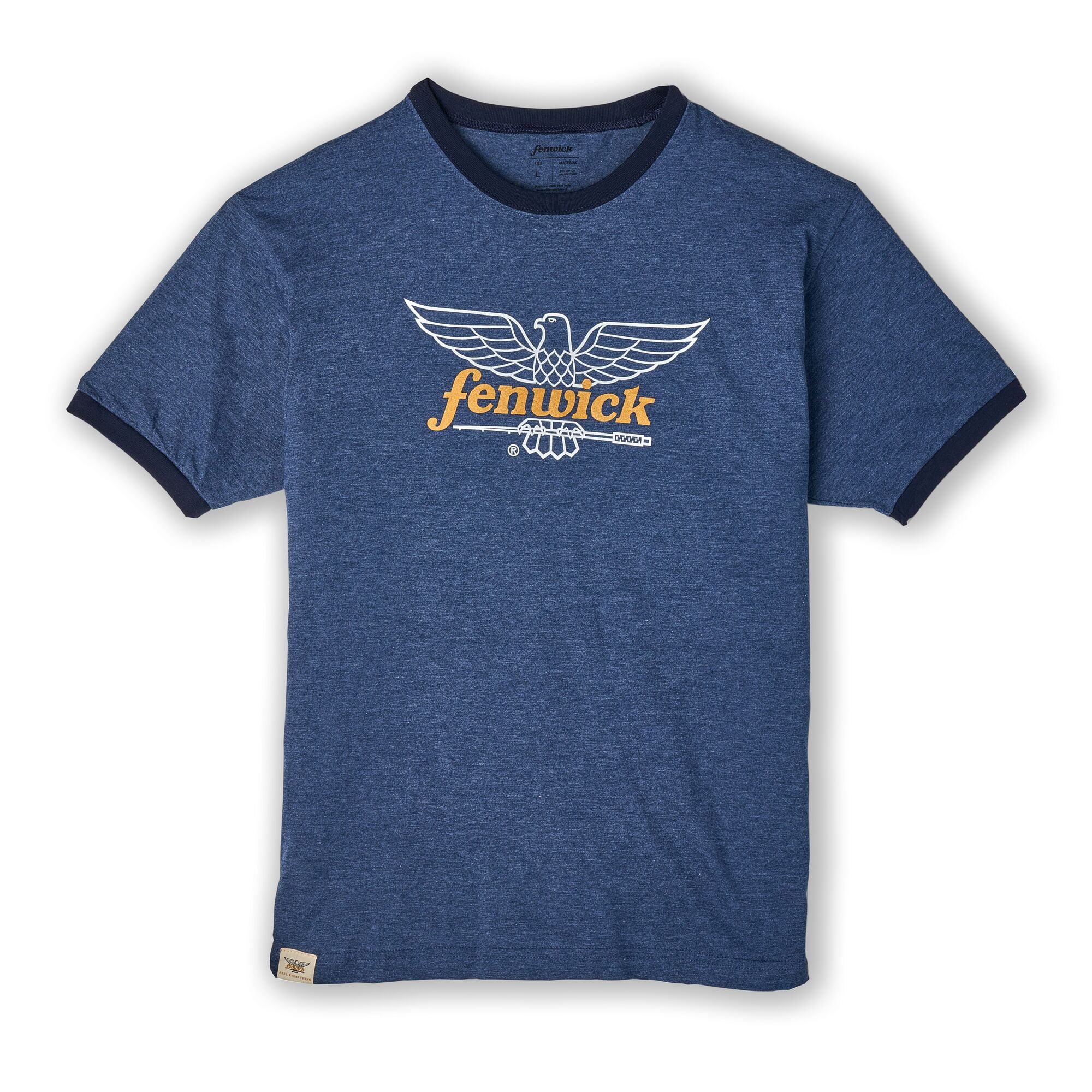 Fenwick Logo Short Sleeve Ringer T-Shirt, Navy, Size XXL