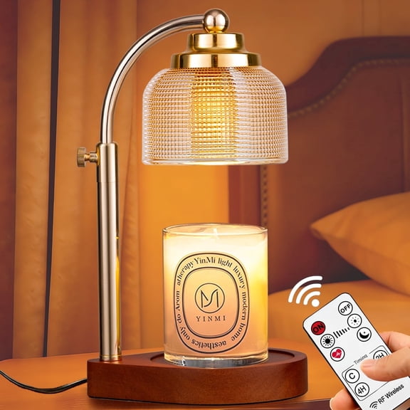 Fenxyo Candle Warmer Lamp Remote Control, Timer and Dimmer, Birthday Gifts for Women Mom Sister, House Warming Gifts Vintage Home Decor, Adjustable Height Wax Melt Warmer for Jar Candles with 2 Bulbs