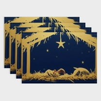 Fenyluxe 4 Pack Christmas Placemats Merry Christmas Place Mats Nativity Scene Decorative Table Mats for Home Kitchen Holiday Xmas Table Top Decor 18x12in
