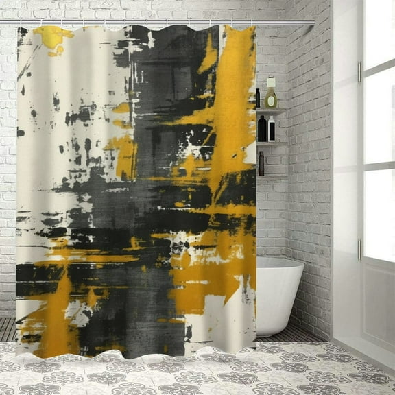Fenyluxe Abstract Art Shower Curtain 100% Polyester Fiber Set with Hooks for Bathroom 36"x72