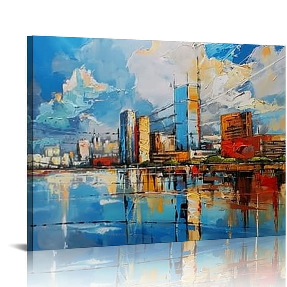 Fenyluxe Abstract Canvas Wall Art Print Decor for Living Room Bedroom Abstract Picture White Gray Artwork Moder Home Office Decoration 20x16in