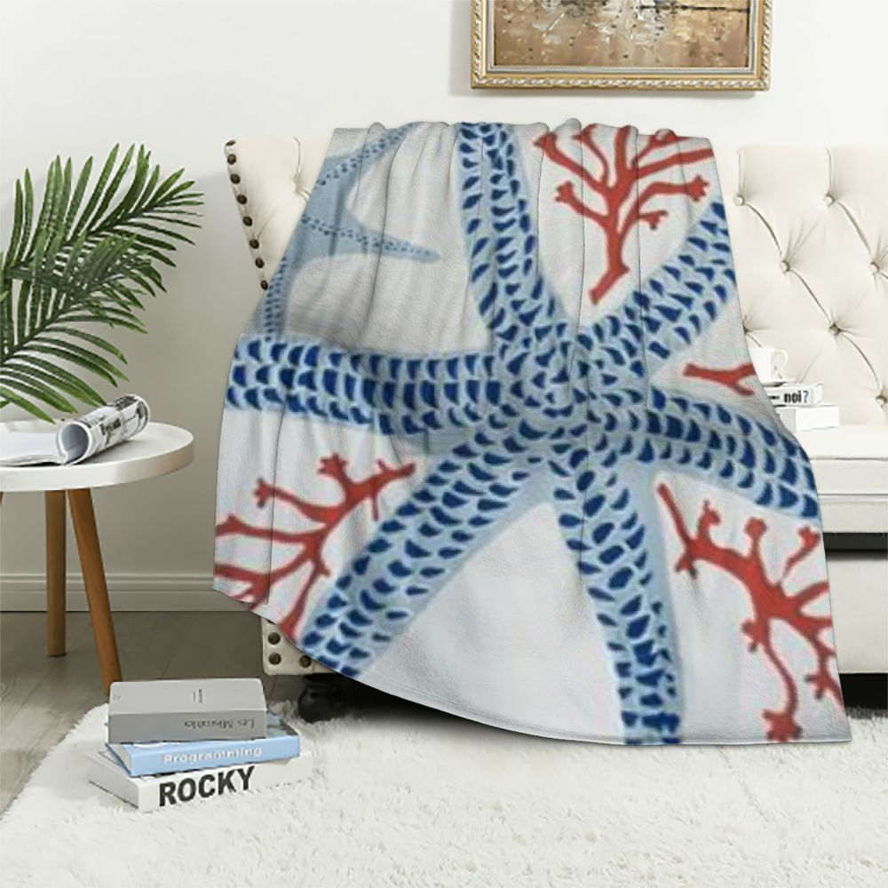 Fenyluxe Abstract Nautical Coastal Throw Blanket For Couch Watercolor