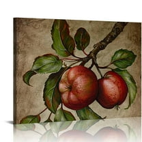 Fenyluxe  Apples  Framed Canvas Prints, Fruit Wall Art for The Kitchen,Dining Room Vintage Abstract Printed Paintings, Fruit Artwork Set, Wall Decor 20x16in