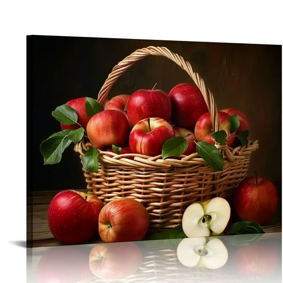 Fenyluxe Apples Wall Decor Canvas Print - Ideal Choice for Home, Bedroom, Kitchen - Ready To Hang Room Art Decor 16x12in