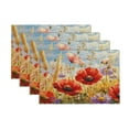Fenyluxe Art Flower Poppy Floral Retro Placemats Set of 4 Decorative
