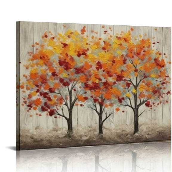 Fenyluxe Art Modern Canvas Prints - Fall Leaves Theme - Home Ready To Hang Decor - Wall Art Decorations - Room Home Art Decor Canvas Print Wall Decorations Canvas 16x12in