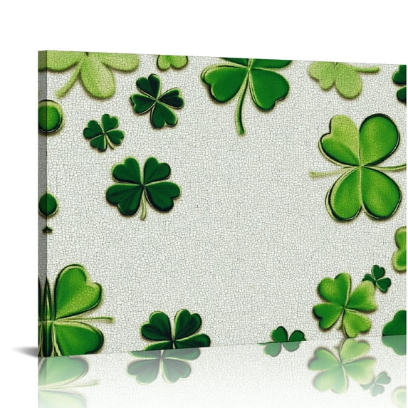 Fenyluxe Art Modern Canvas Prints Shamrocks Hearts Jigsaw Puzzle Wall Art Home Decor - Ready To Hang Room Decorations 16x12in