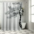 thumbnail image 1 of Fenyluxe  Asian Shower Curtain, Lone Pine on Mountain Slope Art Traditional Chinese Painting Style Oriental Culture, Cloth Fabric Bathroom Decor Set with Hooks, Grey White, 1 of 7