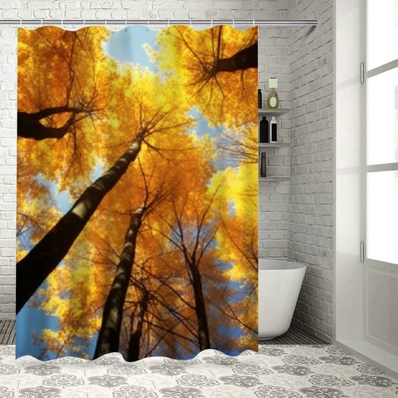 Fenyluxe Autumn Foliage Pretty Shower Curtain Set with Hooks 100% Polyester Fiber Bathroom Decor for Home Bathtubs 60x72