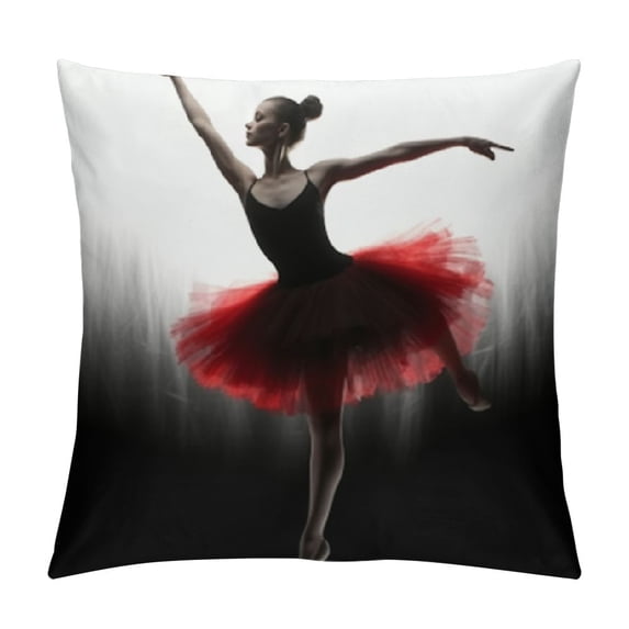 Fenyluxe Ballerina Ballet Arabesque Pillow Cushion Covers for Sofa Couch Home Decor Printed on Both Sides 1PC 24x24in