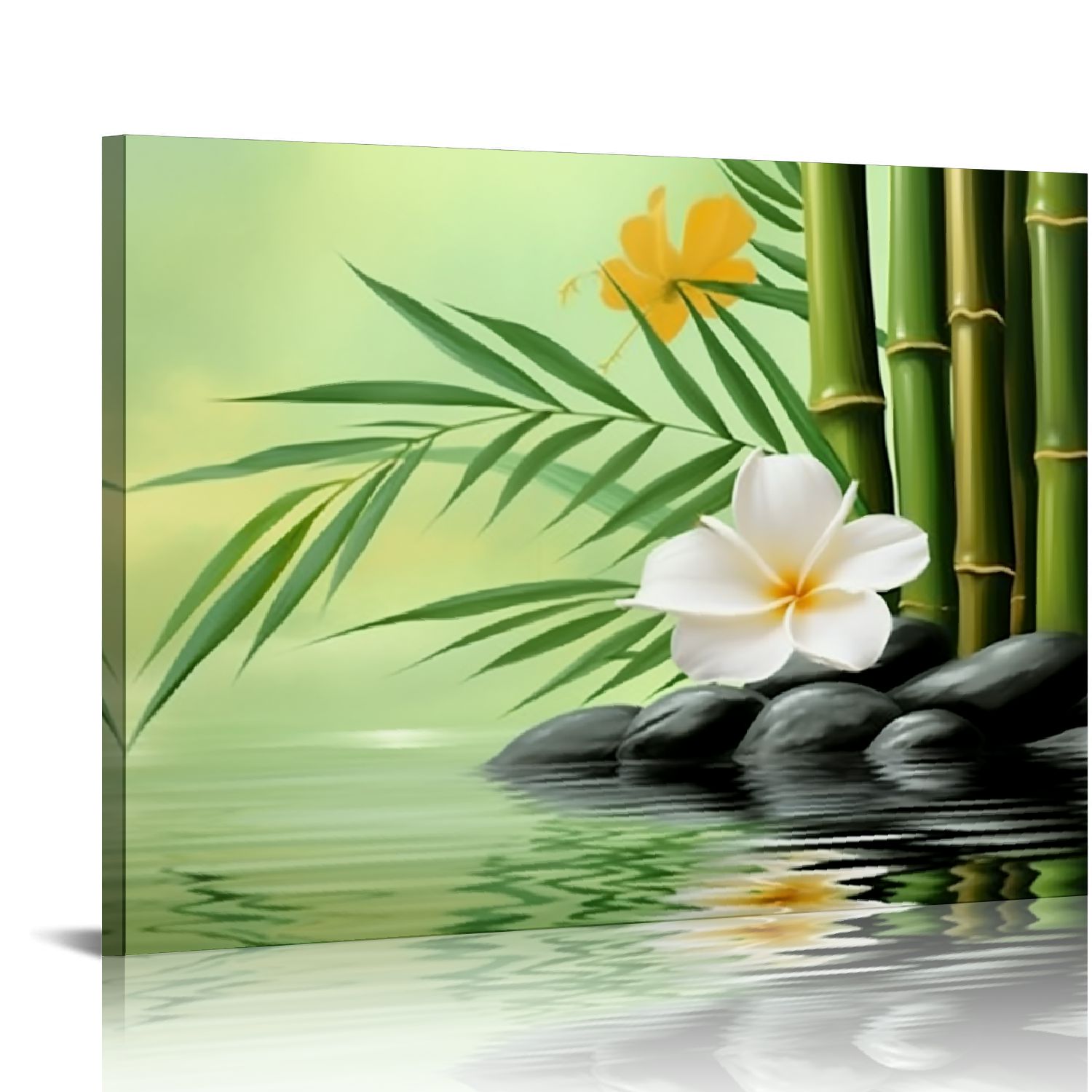 Fenyluxe Bamboo Tree Flower Canvas Ready to Hang Wall Decor for Bedroom ...