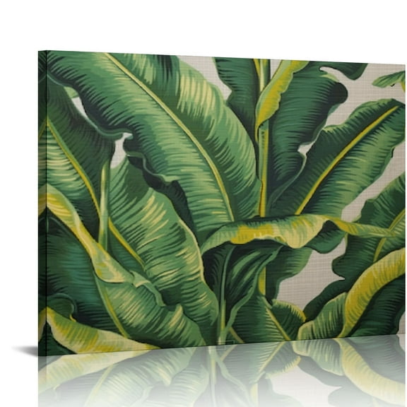 Fenyluxe Banana Plant Leaves Art Modern Canvas Prints Wall Art Decor Ready To Hang For Home Room 16x12in