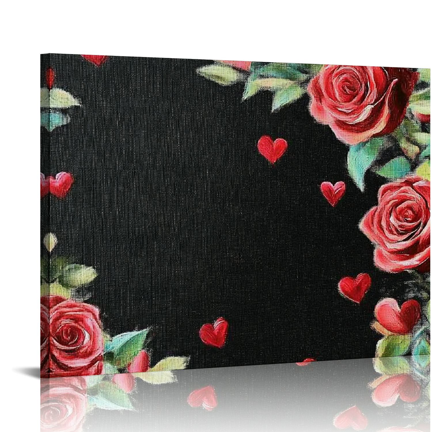Fenyluxe Bathroom Wall Decor Roses Hearts Canvas Art Ready To Hang ...