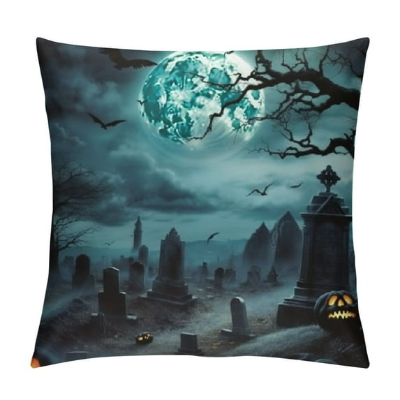 Fenyluxe Bats Full Moon Outdoor Decorative Pillow Covers Sofa Couch Halloween Pillowcase Autumn High-Quality 1PC 12x12in