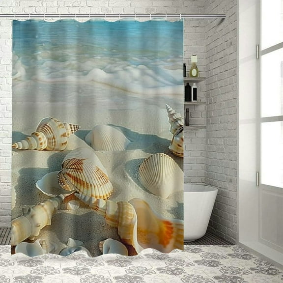 Fenyluxe Beach Bathroom Curtains Summer Tropical Beach Starfish Seashell Kitchen Curtains Grommet Privacy Curtain Small Window Curtains for Café, Bath, Laundry, Living Room Bedroom 36x72