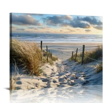 Fenyluxe Beach Canvas Wall Art Coastal Theme Ready To Hang Room Home Decor 16x12in