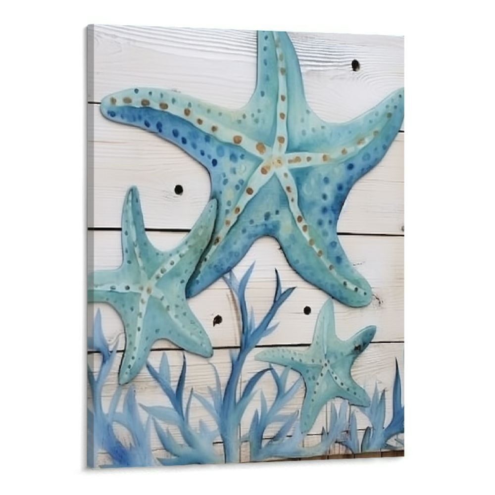 Fenyluxe Beach Ocean Starfish Canvas Wall Art Prints, Summer Starfish