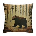 Fenyluxe Bear Forest Paw Print Throw Pillow Covers Square Cushion for