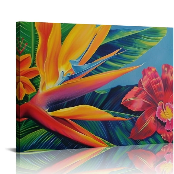 Fenyluxe Bird of Paradise Print On Canvas Art Modern Ready To Hang Home Decor - Made in America 16x12in