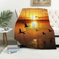 thumbnail image 1 of Fenyluxe Birds Water Sunset Throw Blanket for Couch Sofa Bed Office Travel Camping School Flannel Blanket Gifts All Seasons 60x80in, 1 of 6