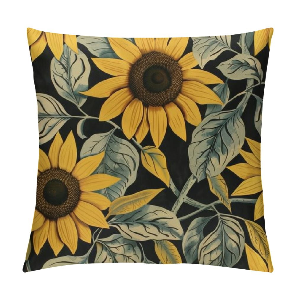 Fenyluxe Black Eyed Susan Flower Satin Throw Pillow Covers Summer