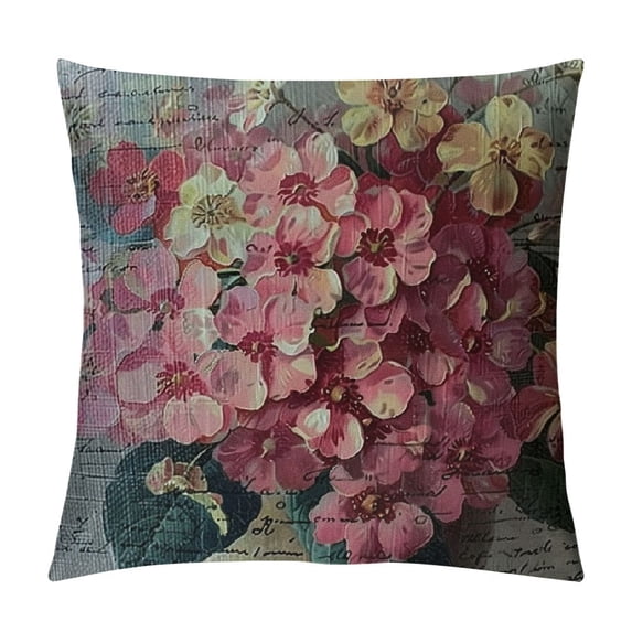 Fenyluxe   Blend Classical Flowers Print Cushion Cover Vintage Floral Throw Pillow Covers Pillowslip Square Decorative Pillowcase 22x22in