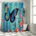 thumbnail image 1 of Fenyluxe Blue Butterfly Shower Curtain,Blue Flower Bathroom Shower Curtain Waterproof Polyester Floral Shower Curtains for Bathroom Decor 69x72, 1 of 7