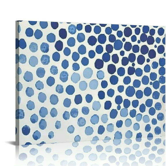 Fenyluxe Blue Circles Canvas Prints Modern Wall Art for Home Decor 16x12x0.75in