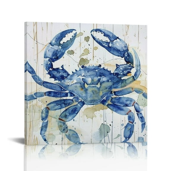Fenyluxe Blue Crab Wall Decor Canvas Prints Ready To Hang Home Art Decor 12x12in