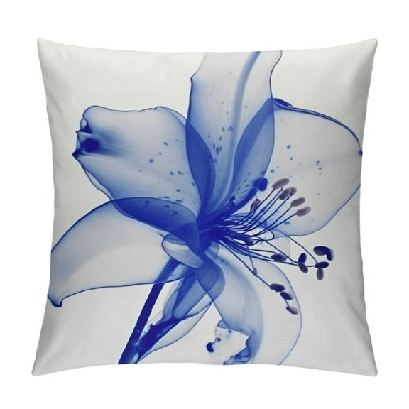Fenyluxe Blue Flower Pillow Cushion Covers Short Plush Square Design for Sofa Couch Bedroom Car Chair Home Decor 1PC 12x12in
