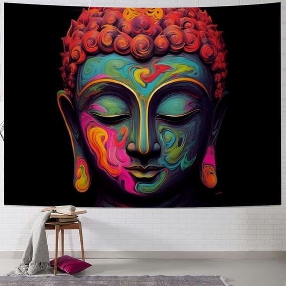 Fenyluxe Buddha Head Tapestry Wall Hanging for Bedroom Dorm Decoration Short Plush Fabric Lightweight Easy to Hang Vivid Pattern Design Multi-Functional Wall Decor 40x60inch