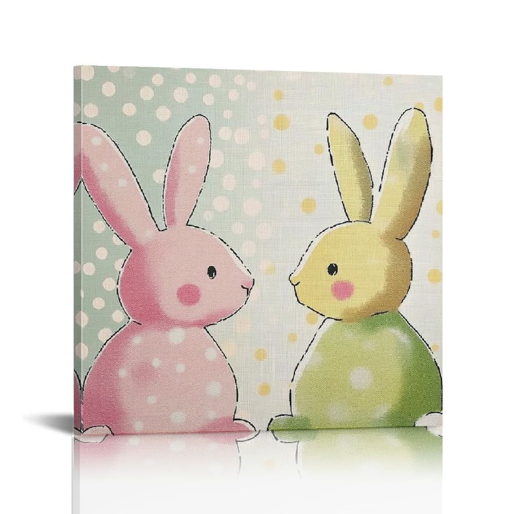 Fenyluxe Bunny Rabbits Polka Dots Pastel Colors Modern Canvas Art ...