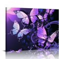thumbnail image 1 of Fenyluxe Butterflies Purple Gothic Art Canvas Wall Art Ready to Hang Room Home Decor 20x16in, 1 of 6