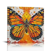 Fenyluxe Butterfly Orange Psychedelic Art Wall Decor Canvas - Ready to Hang Room Home Art Decor 12x12in