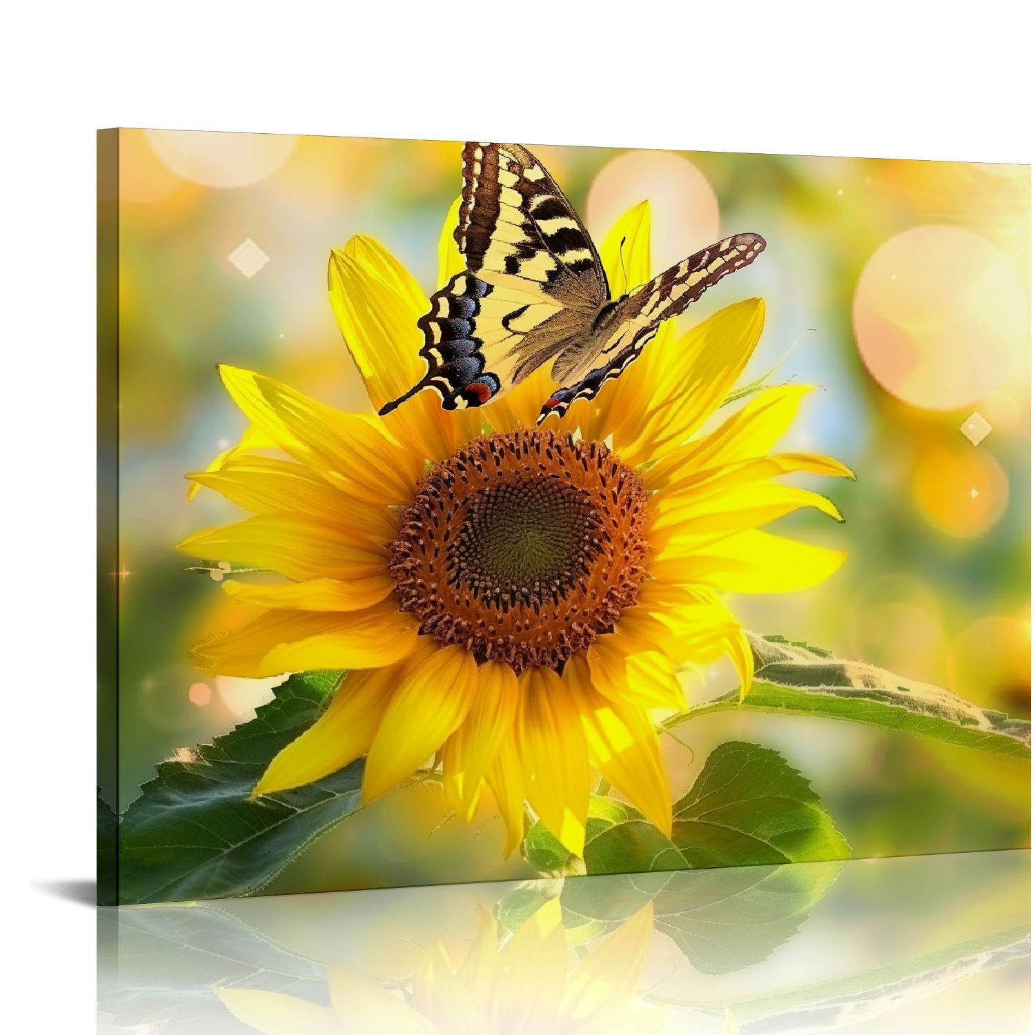 Fenyluxe Butterfly Sunflower Canvas Ready to Hang Wall Decor for ...