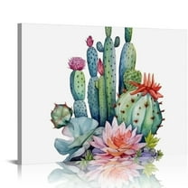 Fenyluxe Cactus Succulents Green Plant Canvas Wall Art Decor Print for Home Living Room Bedroom Kitchen Bathroom Ready To Hang Room Home Art Decor Wall Decorations 16x12in